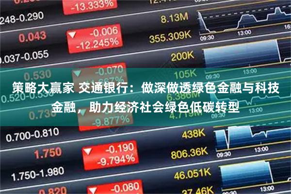 策略大赢家 交通银行：做深做透绿色金融与科技金融，助力经济社会绿色低碳转型