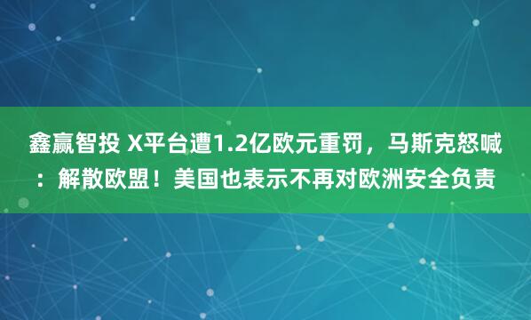 鑫赢智投 X平台遭1.2亿欧元重罚，马斯克怒喊：解散欧盟！美国也表示不再对欧洲安全负责